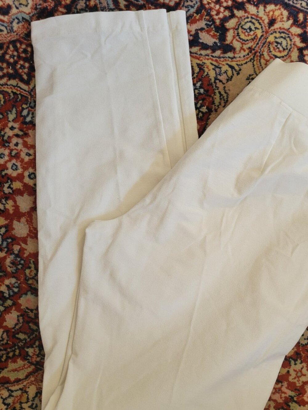 Eileen Fisher Cream Slim Ponte Pants - Picture 2 of 5